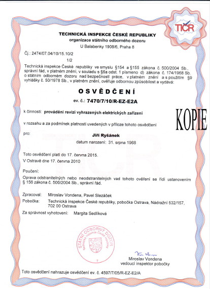 Osv�d�en� revize ti�r